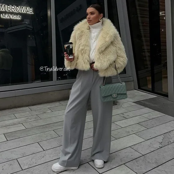 BLOGGER'S FAVE! Zara Faux Fur Coat NWT - Picture 4 of 17